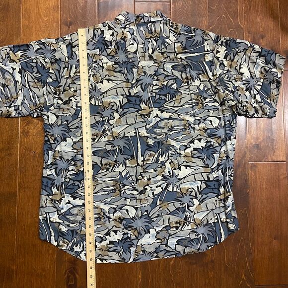 Aggio Vintage 90s Abstract Hawaiian Gray Tan Button Down Shirt Men's Size Large - Picture 7 of 7